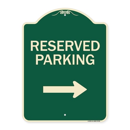 Signmission Designer Series-Reserved Parking 2, Green Heavy-Gauge Aluminum, 24" x 18", G-1824-9765 A-DES-G-1824-9765